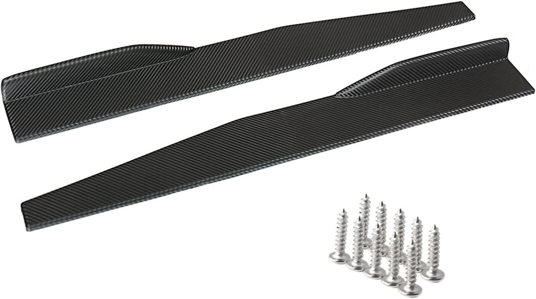 HXBER Side Rocker Skirt, 2PCs Universal Car Body Styling Side Skirt Rocker Splitters Diffuser Winglet Wings Bumper Kit Carbon Fiber Color