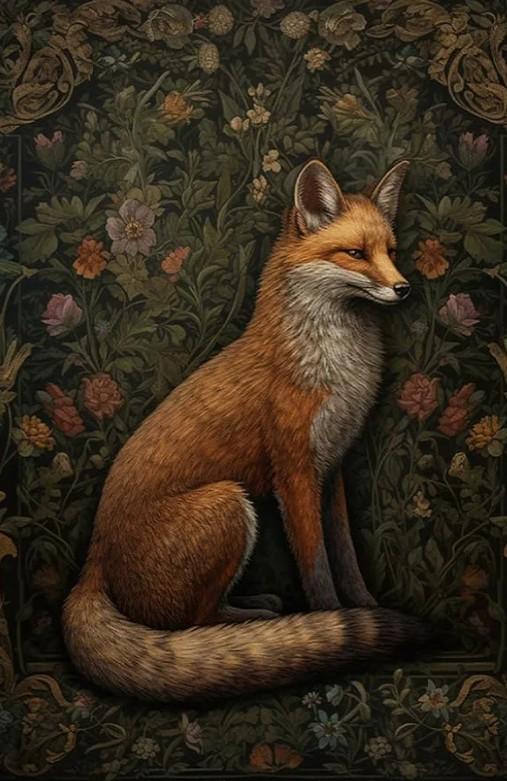 Fchen art William Morris Inspired Fox Art Print Painting Fox Print Art Nature Prints Rustic Large Gallery Art Abstract Illustrations Modern Art Decorative Nordic Rustic for Bedroom Office Kitchen 3 pack
