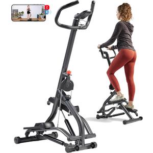 Sunny Health & Fitness Stair Stepper w/Handlebar, Extended Step Range Climber Machine for Legs, Core and Glute Workouts, Connection with Free SunnyFit App