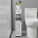 Doxo White Toilet Paper Holder Stand, Large Capacity Slim Bathroom Organizers and Storage Cabinet for Small Space (White)