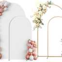 Gold Arch Backdrop Stand Set of 2 With White Cover (7.2FT+6FT) Metal Arched For Wedding Christmas Birthday Party Baby Shower Ceremony Event Decor