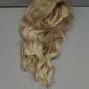 Medium Length Wavy Wigs for Women 18 Inch Middle Part Wavy Wig Natural Looking Synthetic Heat Resistant Fiber Wig for Daily Party Use (18 inch) (Blonde Ash)