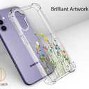 Compatible with Samsung Galaxy S24+ Plus & S25+ Plus Case Cute Clear for Women,Cool Transparent Silicone Phone Cases Cover - Green Flower Bouquet Wild