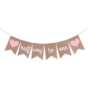 Half Birthday Banner - Its My 1/2 Birthday, Decorations, Burlap Banner, 6 Month Photo Prop, Best Party Supplies (Girl 1/2 Birthday Banner)