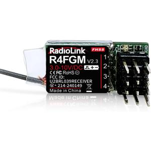 Radiolink R4FGM V2.3 4 Channels Tiny RC Gyro Receiver for Mini RC Cars 1/28 and Boats, 3-10V High Voltage Servo Support, Long Control Distance for Radio RC8X RC4GS V3/RC6GS V3/T8S/T8FB