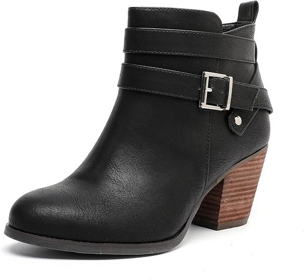 Luoika Women's Wide Width Ankle Boots, Extra Wide Mid Heel Side Zipper Booties, Size MX6