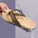 MEGNYA Womens Orthopedic Sandals with Arch Support, Summer Plantar Fasciitis Flip Flops for Flat Feet, Comfortable Cushioned Foam Slippers for Outdoor Beach (8, W2-brown)