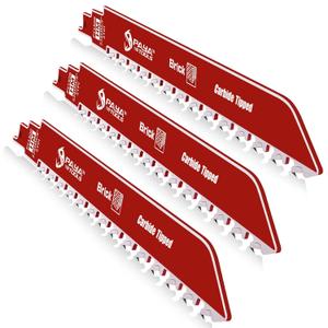 9-Inch Masonry Reciprocating Saw Blade, 2TPI Carbide Blades for Cutting Aerated Concrete and Hollow Brick (3-Pack)