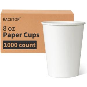 RACETOP 8 oz Disposable Paper Coffee Cups, 1000 Pack