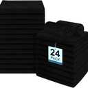 24 Pack Salon Towels - Highly Absorbent and Quick Drying Hand Towels, Premium Wash Cloths for Bathroom, Gym, Shower, Hotel, and Spa - 16x27 inch (Black)