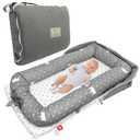 Baby Lounger, Foldable Portable Infant Lounger, Soft Breathable Baby Nest Cover, Suitable for 0-24 Months Newborn Baby Lounger,Home Travel Dual-Purpose Baby Nest(Grey)