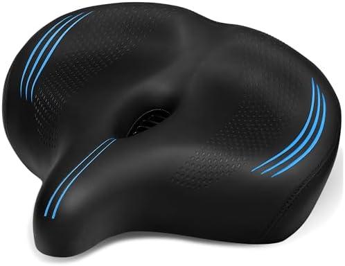 CDYWD Oversized Bike Seat for Men & Women Comfort, Extra Wide Soft Padded Bicycle Seat Cushion, Large Comfortable Replacement Saddle for Peloton, Stationary Exercise Bike, Cruiser, Ebike, City Bike