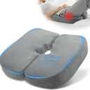 Memory Foam Bed Sore Cushions for Butt, Adjustable Tailbone Pain Relief Cushion  for Long Sitting & Sleeping, Donut Pillow for Tailbone, Designed for Bedbound Patient Care (Light gray)