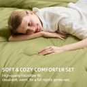 FUANNA Queen Comforter Set Olive Green, 7 Pieces Soft Bedding Sets Queen Size, All Season Lightweight Bed in a Bag with Comforter, Flat Sheet, Fitted Sheet, Pillowcases & Shams