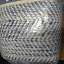Signature Design by Ashley Chevron Handmade Woven Pouf 18 x 18, Blue and White