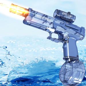 Electric Water Gun with Light Up,28-32 FT, Powerful High Powered Automatic Squirt Gun Fully Auto Water Blaster, Swimming Pool Outdoor Toy Game for Adult&Kid (Blue)