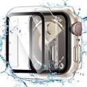 Tensea for Waterproof Apple Watch Screen Protector Case Series 9 8 7 41mm Accessories, iWatch Protective PC Face Cover Built-in Tempered Glass Film, Sweatproof Bumper for Women Men, 41 mm (Clear)