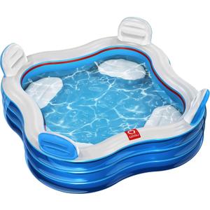 QPAU Inflatable Swimming Pool, Jelly Blue