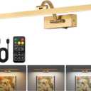 Wireless Picture Lights for Wall,23.5 Inch Brass Art Light for Paintings,Battery Operated Picture Lights with Remote Control,Dimmable Rechargeable Art Lamps for Picture Frame,Gallery, 23.43inch