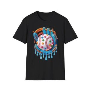 Baseball Drip Design Ice Cream Sprinkles Baseball Player T-Shirt, Size: Small