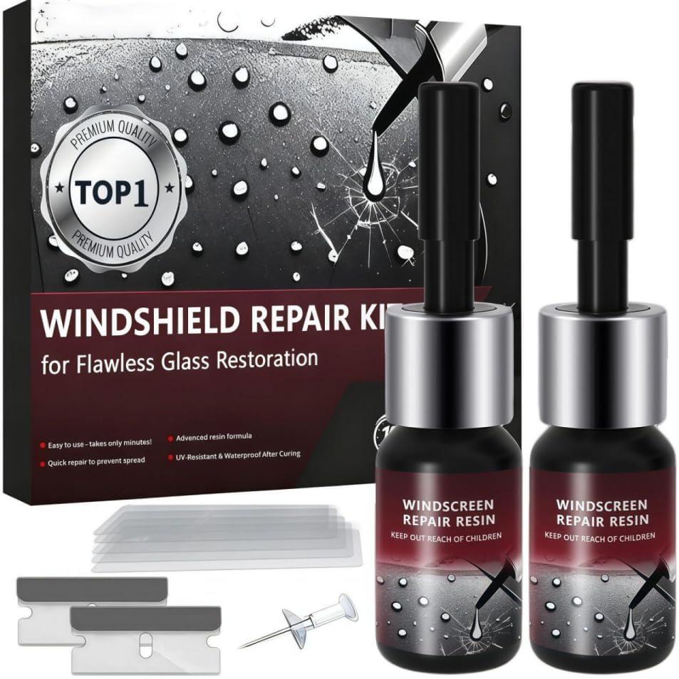 2025 New Windshield Repair Kit,Car Windshield Crack Repair Kit,Rock Chip Repair Kit for Fix Windows, Mirrors,Glasses,Nano Glass Repair Liquid