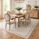 GarveeHome Scalloped Beige Washable Rugs 9x12 Rug for Living Room Non-Slip Solid Modern Minimalism 9 x 12 Rug Low-Pile Carpet for Bedroom Dining Nursery Mat with Rubber Back