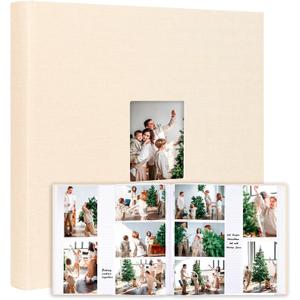 600 Pockets Photo Album 4x6 with Writing Space, Large Capacity 4x6 Photo Album Holds 600 Horizontal and Vertical Photos, Linen Cover Acid Free Pages Photo Book for Family Wedding Baby Pictures, Beige