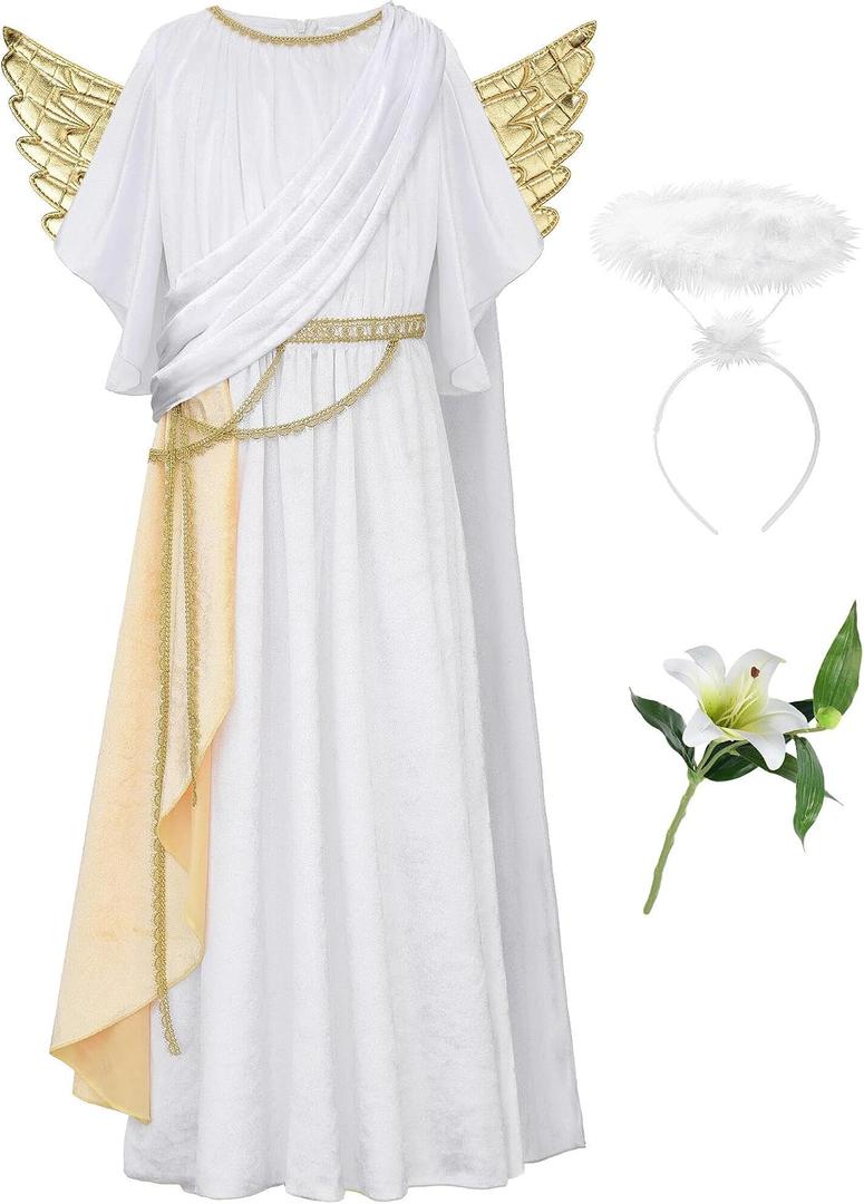 Kid Angel Costume with Wings,Halo and Artifactual Lily Flower, 150