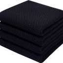 Homaxy 100% Cotton Waffle Weave Kitchen Dish Towels, Ultra Soft Absorbent Quick Drying Cleaning Towel, 13 x 28 Inches, 4-Pack, Black