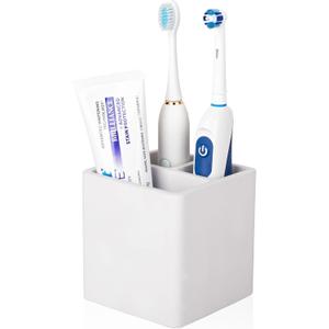 Diatomite Toothbrush Holders for Bathrooms, Electric Toothbrush and Toothpaste Holder 3 Slots Tooth Brush Organizer for Bathroom Countertop, Shower, Vanity - Grayish White