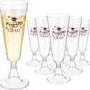 Domensi 24pcs 5 oz Plastic Graduation Champagne Flutes 2026 Congrats Grad Cups Disposable Shatterproof Cocktail Mimosa Glasses for Graduation Prom Party Favor(Wine)