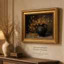 Vintage Gold Framed Floral Wall Art Rustic Dark Moody Flower Painting Picture Wall Decor Farmhouse Still Life Botanical Poster Print Artwork for Living Room Kitchen Bedroom Bathroom Home Decoration