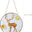 Deer Suncatcher Stained Glass Window Hanging with Metal Chain and Hooks 7.8 Inch Christmas Decor Indoor/Outdoor Home & Garden Decor Housewarming Gift
