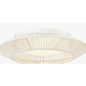 Rattan Light Fixtures Ceiling Mount, HWH 16W LED Boho Flush Mount Ceiling Light, White Woven Twine Ceiling Light Wicker Light Fixture for Bedroom Schoolhouse, 5HYS79F-LED WH