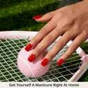 BTArtbox Press On Nails Short - Red Square Press On Nails with Glue for Women, Opaque Soft Gel Glue On Nails in 16 Sizes - 32 Stick On Nails Kit, Hot Lap