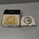 Timelink Crosley Vintage Art Deco Analog Alarm Clock, Quiet No-Ticking Movement, Automatic Dimmable Smart Light, Simple Controls, (Ivory)