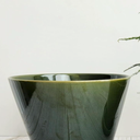 Glazed Gradient Color Ceramic Planter with Drainage Hole & Saucer for Indoor Tropical Plants, Green Reactive Glaze Plant Pot (Emerald Green, 6")
