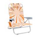 Backpack Beach Chair for Adults with Cooler&Cup Holder, 5-Position Folding Low Beach Chair with Towel Bar & Storage Pouch, Portable Lay Flat Reclining Beach Lounger for Camping, Lawn, Travel, Festival