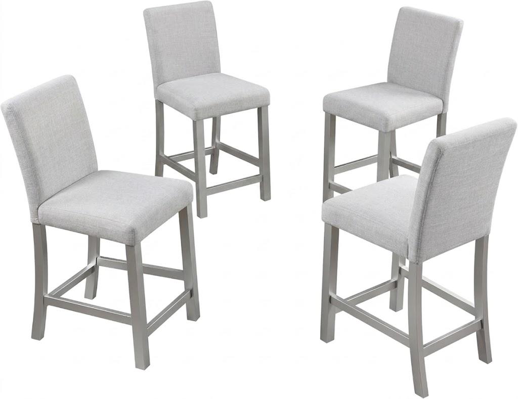 LUMISOL 4 Upholstered Chairs for Kitchen, Dining Room, Home Bar, Silver Gray
