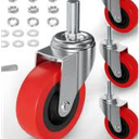 Enyke 2 Inch Long Stem Casters 600 LBS with 5/16" x 11/2" (8 x 38mm) Stem, Wet Dry Vac Replacement Casters Set of 4, 360 Degree Swivel Castor Wheels with Double Ball Bearing, Red