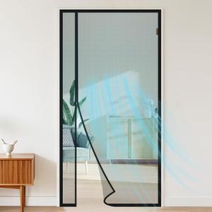 MAGZO Magnetic Screen Door Side Opening, Fits Door Size 36 x 80 Inch, Actual Mesh Size 38" x 81", Fiberglass Net Screen with Strong Magnet for Doorway, Gray