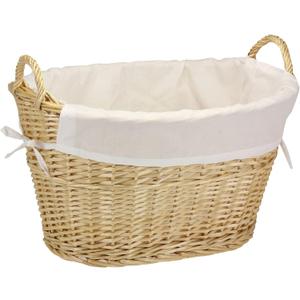 Household Essentials Wicker Laundry Basket with Handles, Handwoven Willow, Removable and Washable Liner, Great for Carrying Laundry or Storing Linens