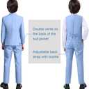 Boy Suits 5 Pieces Formal Suit Set with Adjustable Waist Kids Dress Suit for Wedding Prom (Blue, 12Y)