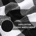Homaxy Kitchen Towels and Dishcloths Set, 12 x 12 and 13 x 28 Inches, Set of 8 100% Cotton Waffle Weave Check Plaid Kitchen Dish Towels, Super Soft and Absorbent Dish Cloths, White & Black
