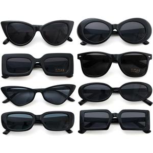 Dwenarry Black Sunglasses Bulk Party Sunglasses Set Retro Funky Festival Multipack shades for Women 7 Pack