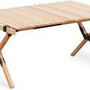 S'more Folding Picnic Table, Portable Camping Table with Carry Bag, Wood Outdoor Table for Picnic, Camping, Travel, Party, Beach, Garden, Patio, gailgating, BBQ,Easy to Assembly (M Size-90cm)