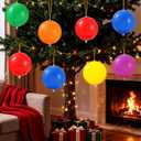 24 Pcs 7.5Inch Christmas Inflatable Ball Neon Color Outdoor Hanging Ornament Blow Up Xmas Inflatable Ornament PVC Christmas Decoration for Yard Lawns Porch Garden Front Door Holiday Decor(Solid Color)