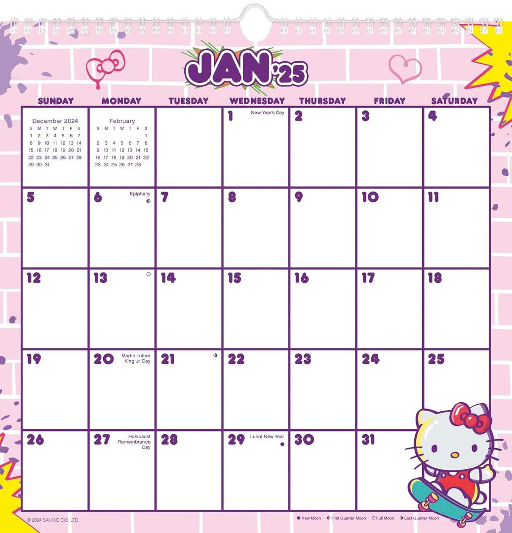 2025 Hello Kitty & Friends Spiral Wall Calendar
