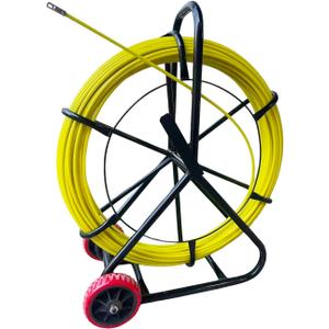 5/16Iin Fiberglass Fish Tape 328ft with Brake System & Movable Stand Duct Rodder Fish Tape Pulling Tool Heavy-Duty electrical conduit for Conduit Wire Pulling【8mm x 100m 】