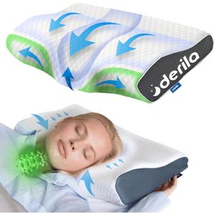 Derila Cervical Neck Pillow for Sleeping - Ergonomic Neck Support Pillow for Back, Stomach, Side Sleeper Contour Memory Foam Pillows for Shoulder Relief (Standard (19.7" x 11.8" x 3.9"), 1 Pillow_white)